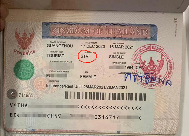 泰国stv签证图片样式